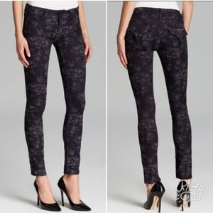 Hudson Jeans Collin Mid-Rise Skinny Black Floral